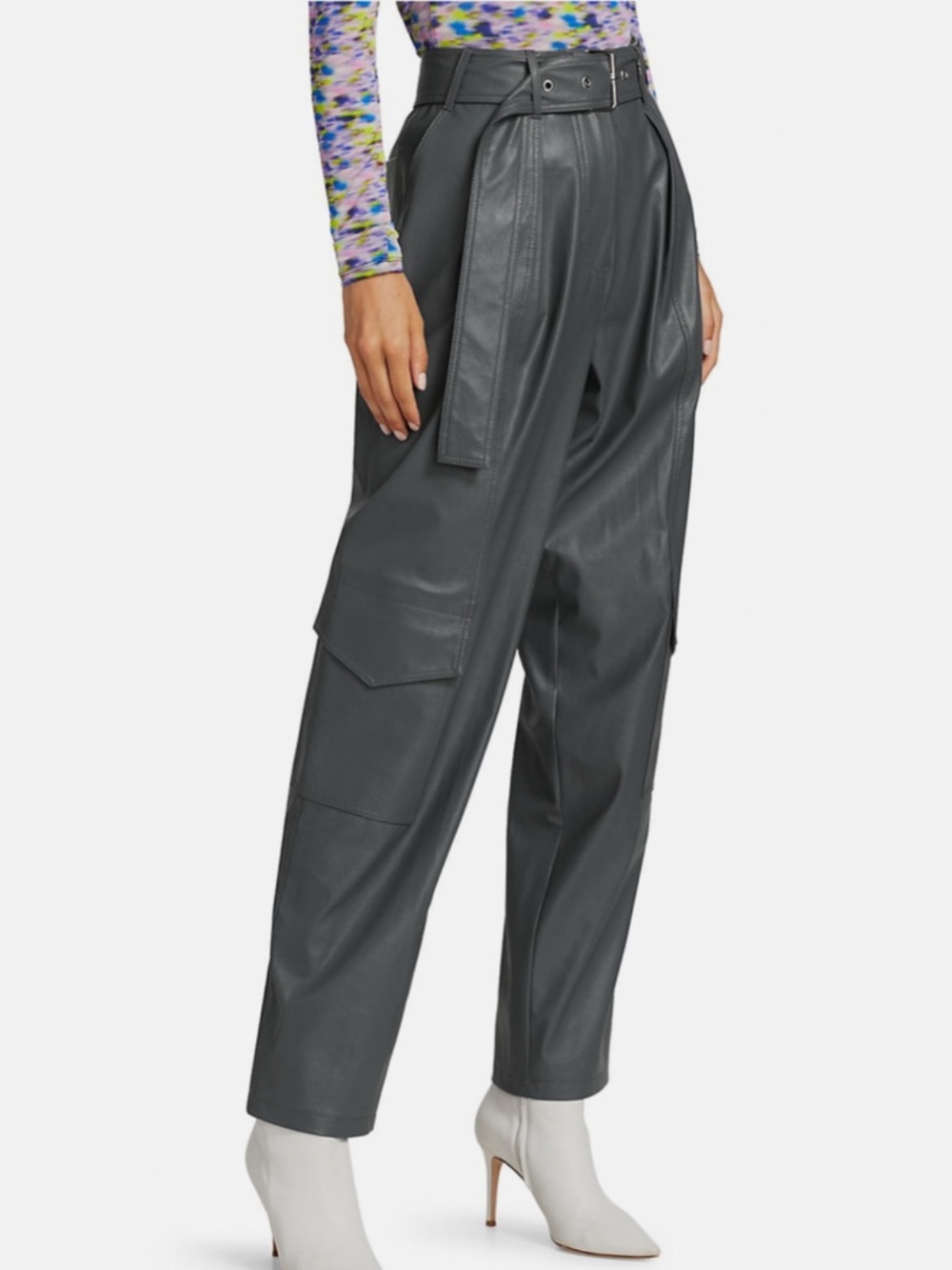 P Women's Tanya Taylor Megan Faux-Leather High-Rise Pants in Slate Blue